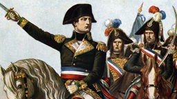 Darstellung Napoleons in einer Schlacht durch Maler Tancredi Scarpelli 