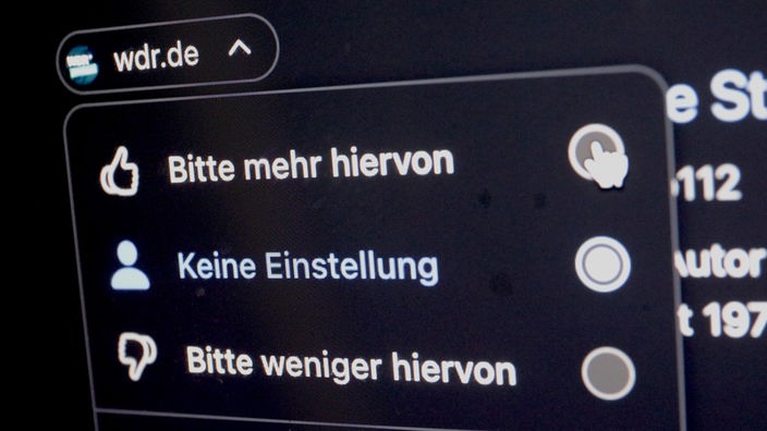 Auf einer Bildschirmoberfläche stehen dem Nutzer verschiedene Ranking-Möglichkeiten für die WDR.de Website offen
