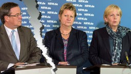 Armin Laschet, Sylvia Löhrmann, Hannelore Kraft, auf dem NRW-Flüchtlingsgipfel
