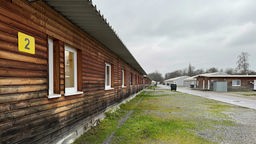 Die Hütten der Flüchtlingsunterkunft Mülheim Mintarder Straße 