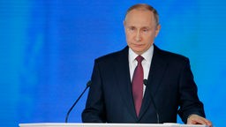 Wladimir Putin 2018 bei seiner Rede zur Lage der Nation