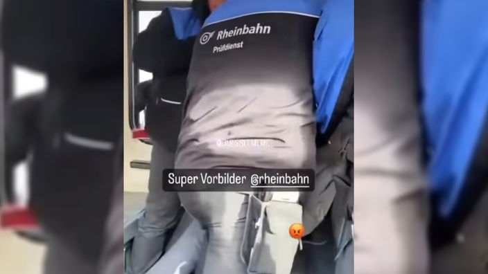 Screenshot vom Instagram-Profil "duesselmeme" zeigt die Auseinandersetzung eines Fahrgastes mit Rheinbahn-Angestellten