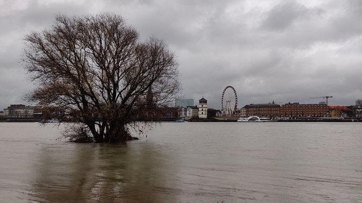 Düsseldorf bereitet sich auf Hochwasser vor.