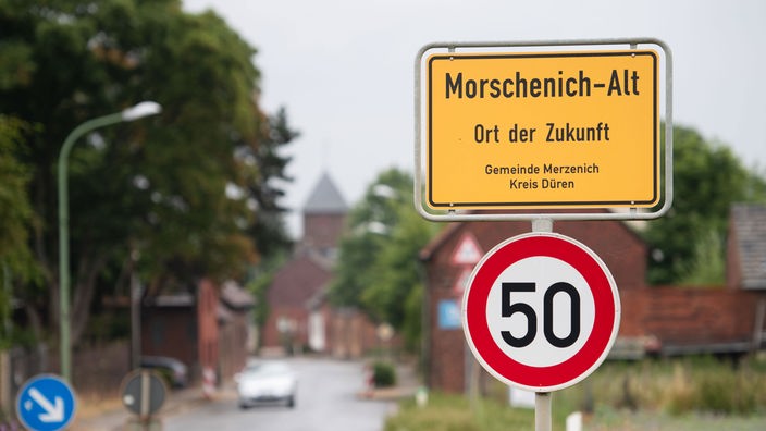Das Ortseingangsschild von Morschenich-Alt