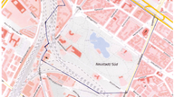 Auf einer Karte ist der Evakuierungsradius rund um den Volksgarten in Köln eingezeichnet