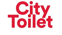 In roter schrift auf weißen Untergrund steht "City Toilet"