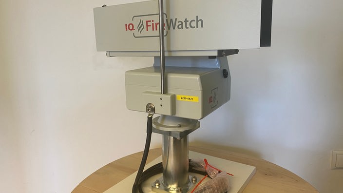Überwachungskamera mit Aufschrift Fire Watch