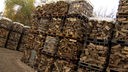 Holzstücke gestapelt bei einem Holzhandel in Mönchengladbach.