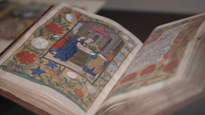 Das Manderscheid-Stundenbuch mit dem Werk "Die Beschneidung Jesu" im Kolumba-Museum Köln.