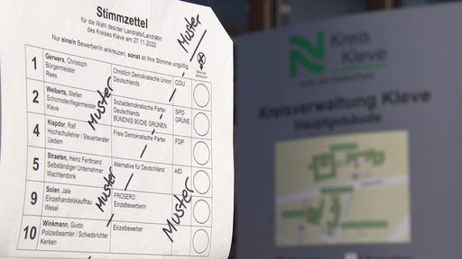 Muster-Stimmzettel zur Landratswahl im Kreis Kleve