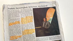 In einer Zeitungsanzeige zitiert die CDU Bürgermeister Bibers Rede.