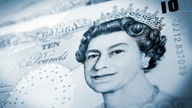 Englische Pfundnote mit dem Gesicht von Elizabeth II.
