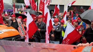Baubeschäftigte protestieren in Dortmund