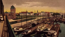 Historisches Gemälde des Ruhrorter Hafens