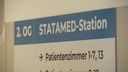 Wegweiser auf der Statamed-Station im Gesundheitszentrum St. Vincenz in Essen-Stoppenberg
