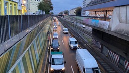 Gestauter Verkehr auf der Autobahn