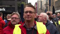 Michael Ritter beim Streik in der Essener Innenstadt  