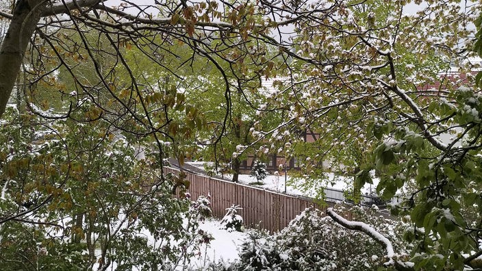 Schnee in Lügde im April