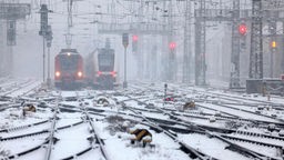 Bahnverkehr im Schnee