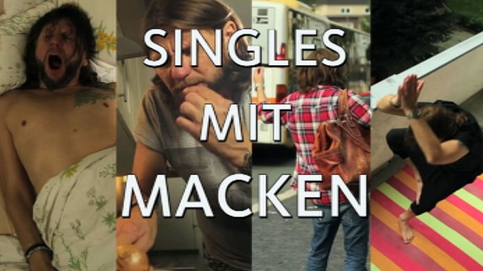 Eine Collage, darauf der Text: "Singles mit Macken"