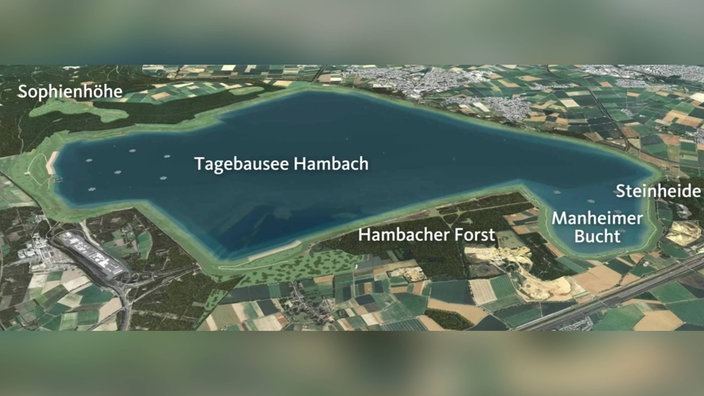 Lageplan des geplanten Tagebausees Hambach