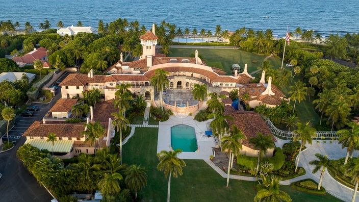 Luftaufnahme von Donald Trumps Mar-a-Lago-Anwesen.