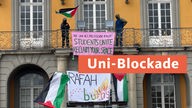 Uni-Blockade am Hauptgebäude der Universität in Bonn