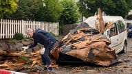Auto zerstört nach Unwetter in Hagen