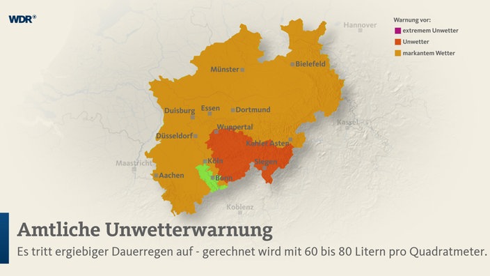 Amtliche Unwetterwarnung für NRW