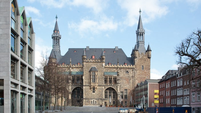 Das historische Aachener Rathaus.