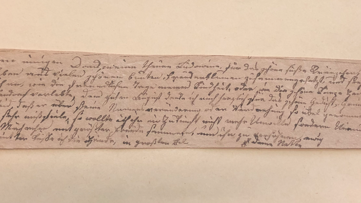 Eine Nahaufnahme des Briefs von Annette von Droste-Hülshoff