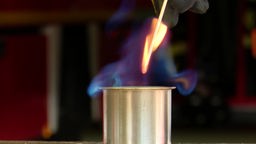 Ein Glimmstängel erzeugt in einem brennbaren Gas schlagartig eine Flamme