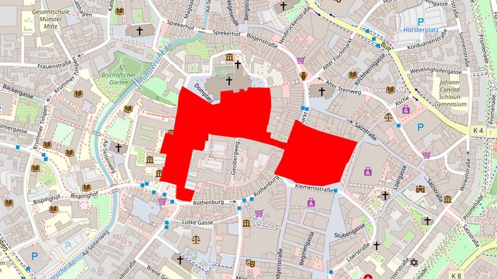 Karte zum G7-Außenministertreffen in Münster - Informationen zu Sicherheitszonen in der Innenstadt