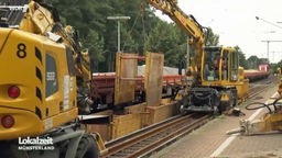 Aufnahme der Baustelle an den Gleisen in Rheine.