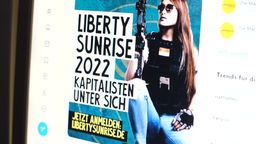 Ein Screenshot der Anmeldung zum Camp mit der Aufschrift: "Liberty Sunrise 2022 Kapitalisten unter sich"