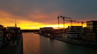 Münsters Hafen im Sonnenuntergang