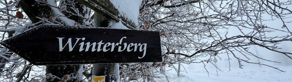 Verschneites Schild bei Winterberg