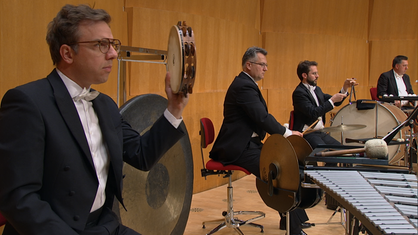 Schlagzeuger des WDR Sinfonieorchester spielen Richard Wagner's Ouvertüre zur Oper "Tannhäuser"