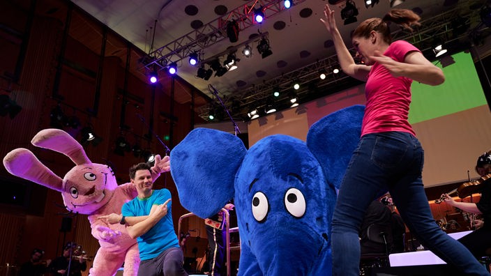 Hase und Elefant mit André und Anke beim Konzert
