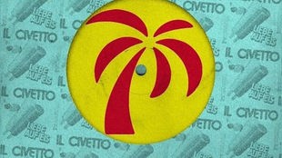 Cover des Albums "Liebe auf Eis" von Il Civetto: Türkisfarbenes Cover mit den Schriftzügen "Il Civetto" und "Liebe auf Eis" in Rot und gelber Umrandung; in der Mitte eine rote Palme in gelbem Kreis