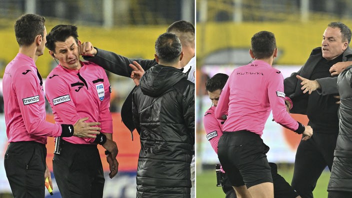 Ankaragücü Präsident Faruk Koca verprügelt Schiedsrichter Halil Umut Meler mitten auf dem Spielfeld