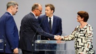 Friedrich Merz, Markus Söder, Saskia Esken, Lars Klingbeil, bei der Vorstellung ihres Koalitionsvertrages