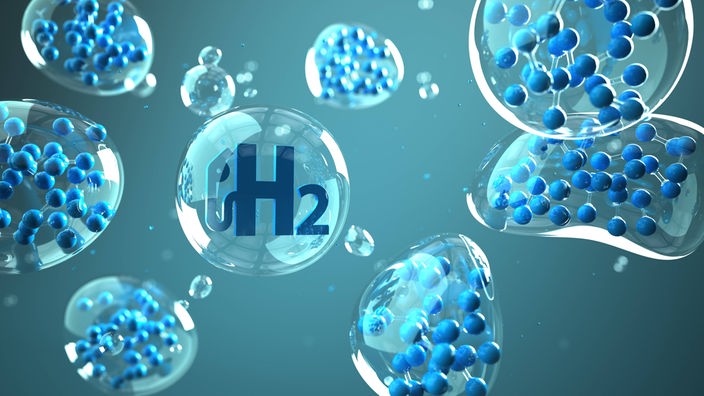 Simbol vodonika H2 u mehurovima koji plutaju