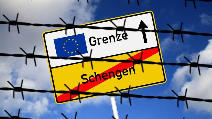 Ilustracija: kroz bodljikavu žicu se vidi znak granica i precrtan natpis "Schengen"
