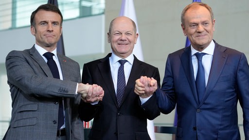 Tusk, Duda i Macron w Berlinie
