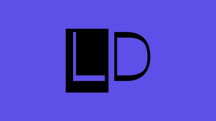 Logo Literaturdistrikt - ein "L" und ein "D" auf blau-schwarzem Grund.