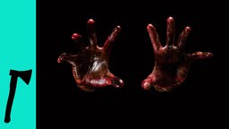 Zwei rote, blutige Hände ragen aus einem schwarzen Hintergrund heraus.