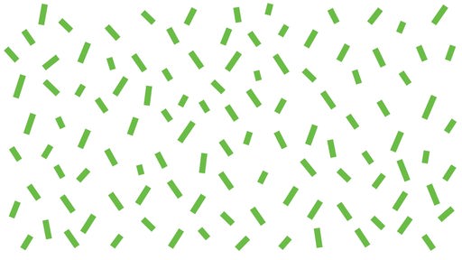 Grafik: Grünes Konfetti auf weißem Hintergrund.