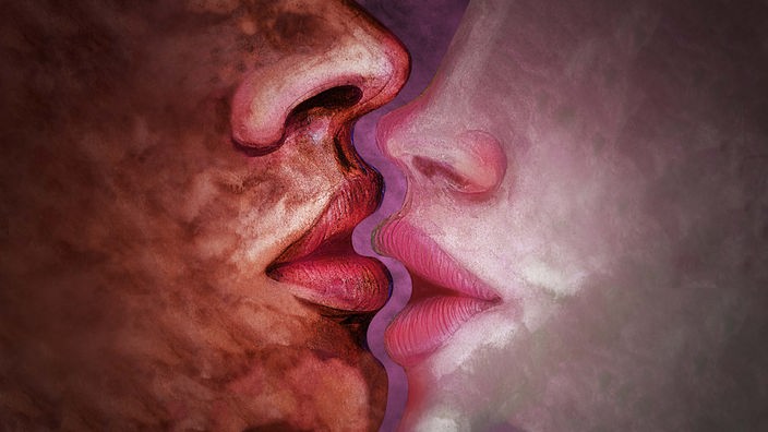 Illustration: Münde, die sich fast küssen.