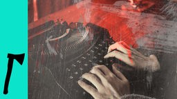 Zwei Hände, die auf einer alten Schreibmaschine schreiben.